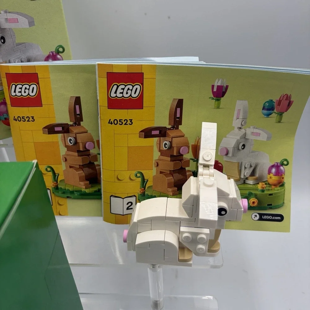 LEGO Easter Sets 40523 & 40527 Easter Rabbits & Easter Chicks Open And Assembled